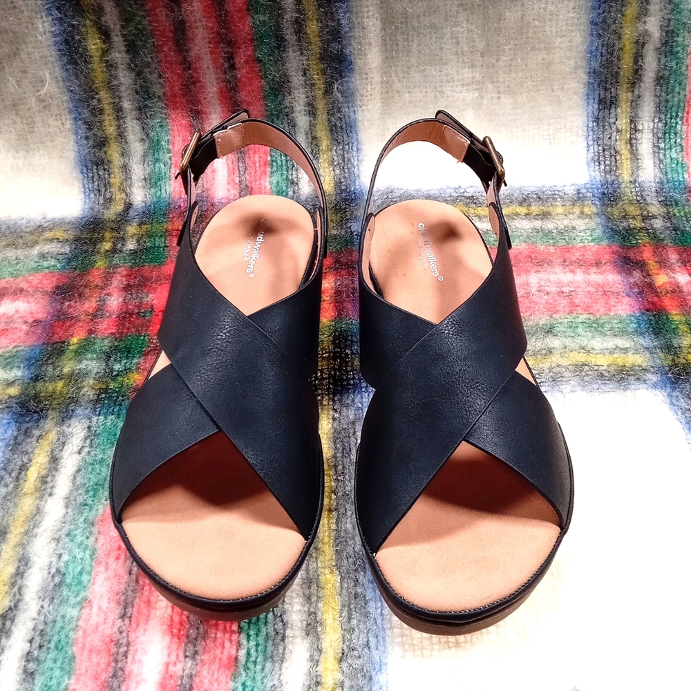 Cloudwalkers By Avenue Womens Jerri Slingback Sandals Black Brown size 8.5w